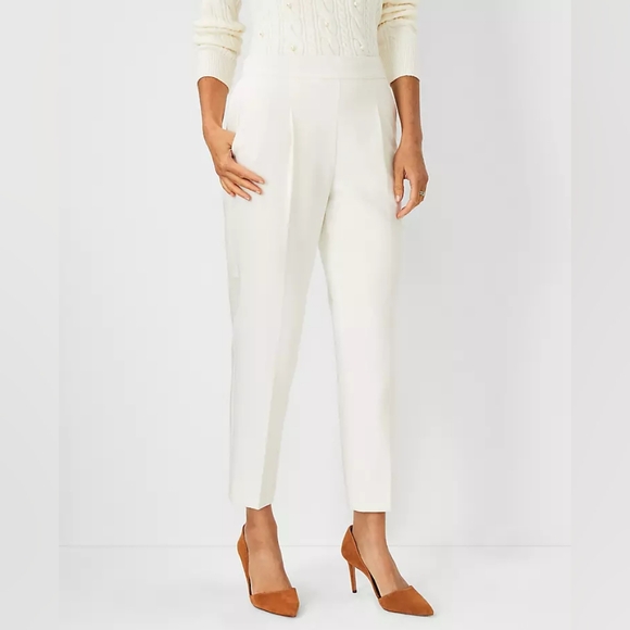 Ann Taylor Easy Ankle High Rise Pull On Pant, White, Women's Size XXS - Picture 3 of 11